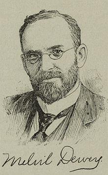 Portrait et signature de Melvil Dewey